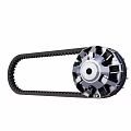 Black Toothed Belt And Silver Bladed Pulley Mechanical Drive Component