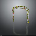 Decorative White Frame Flower Arch With Colorful Flowers And Green Leaves