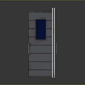 Gray Storage Furniture With Blue Panel Doors And One Open Door Design