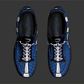 Blue And White Athletic Shoes With Mesh Design And White Laces
