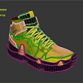 Vibrant Yellow High Top Sneakers With Black Accents Textured Upper And Yellow Laces