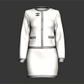 Classic Light Gray Suit With Black Trim Collar Cuffs And Buttons 3d model