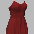 Stylish Red Spaghetti Strap Dress Front and Back View with Flowy Skirt