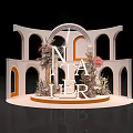 Photo Check In Spot With Arches Floral Decorations And NATURE Letters Elegant Layered Design