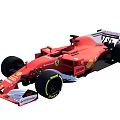 Red Ferrari Formula 1 Racing Car With Sponsor Logos And Black Tires