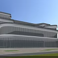 Modern Multi Storey Office Building With Glass Curtain Wall And Curved Design Exterior