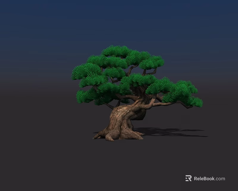 Lush Green Arbor With Twisted Trunk And Dense Foliage Against Dark Background 3d model 