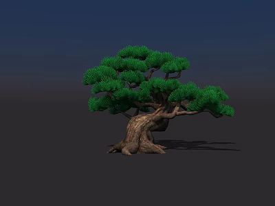 Lush Green Arbor With Twisted Trunk And Dense Foliage Against Dark Background 3d model