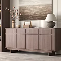 Modern Wooden Entryway Cabinet Sideboard Interior With Decorative Vase Lamp And Storage Design