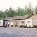 Modern Pet Grooming Salon Exterior Featuring Wooden Siding Stone Wall Gabled Roof Trees And Greenery