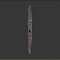 Detailed Naval Battleship Scale Model With Gray Orange Hull And Turrets