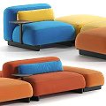 Modern Modular Sectional Sofa Combinations With Side Tables And Color Options 3d model
