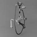 Modern Metallic Shower Faucet Set With Handheld And Overhead Showerheads And Control Knobs 3d model