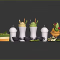 Green Themed Desserts Featuring Creamy Shakes Layered Cake And Frosted Donuts
