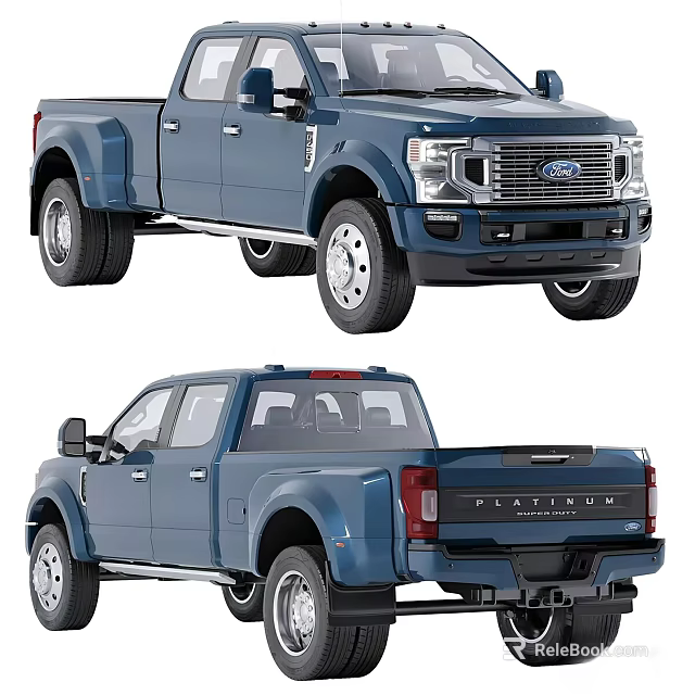 Blue Ford Pickup Truck Front And Rear Views 3d model 