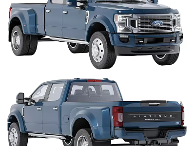 Blue Ford Pickup Truck Front And Rear Views 3d model