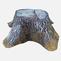Natural Stone And Wood Tree Stump With Rustic Texture And Mossy Surface Design