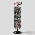 Rotating Multi Tiered Magazine Display Rack with Assorted Magazines for Retail Store 3d model