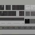Modern Switch Panels in Black White Grey with Various Switches and Sockets 3d model