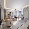 Elegant Modern Living Room Interior With Sofa Coffee Table And Chandelier