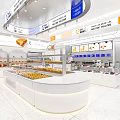 Modern Dessert Shop Interior With Display Counter Fresh Pastries On Shelves And Price Tags