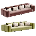 Elegant Modern Sofa Interior With Beige Upholstery And Multiple Decorative Cushions 3d model