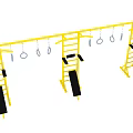 Yellow Playground Equipment With Ladders Hanging Rings And Climbing Structures