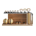 Sports Equipment Storage Rack With Dumbbells Kettlebells Exercise Balls And Yoga Mat