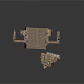 Ancient Stone Castle Ruins With Broken Towers And Stone Wall Sections