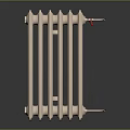 Classic Cast Iron Radiator With Vertical Columns Beige Color And Red Valve
