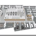 Aerial View Of Modern Interior Layout With Multiple Seating Areas Tables And Functional Zones