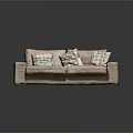 Modern Upholstered Light Beige Sectional Sofa With Three Geometric Accent Pillows 3d model