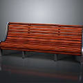 Outdoor Bench with Wooden Slatted Design and Metal Frame in Brown Finish