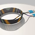 Braided Charging Cable with Colorful Stripes and Blue Connectors for Mobile Devices