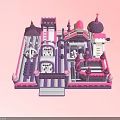 Castle Themed Playground Design With Towers Slides Arches And Decorative Spires
