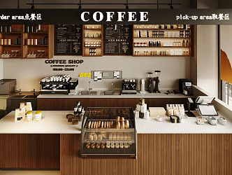 Modern Cashier Cafe Cashier Milk Tea Shop Workbench Cafe Operator Coffee Machine Ornaments Coffee Bean Cake Dessert 3d model