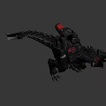 Mechanical Dinosaur Game Movie Character With Metal Armor And Red Glowing Eyes