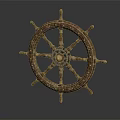 Vintage Wooden Ship Wheel As Key Component Of Traditional Water Transport Vessels