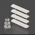 White Multi Tiered Shelves With Transparent Spiral Display Stand In Minimal Setup