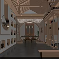 Traditional Chinese Interior Design With Circular Zen Decoration Wooden Elements And Green Plants