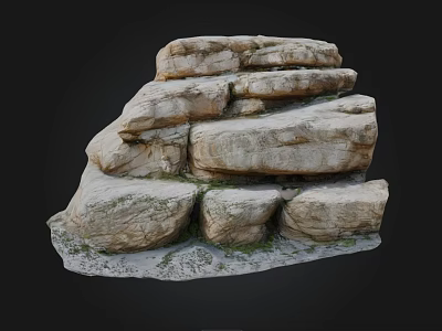 Micro Terrain With Stacked Natural Stones Textured Surfaces And Mossy Details 3d model