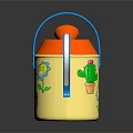 Yellow Watering Can With Orange Spout Lid Blue Handle And Strawberry Cactus Flower Designs