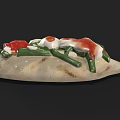Delicious Pita Bread Topped With Red Sauce White Sauce Green Vegetables And Cheese Cubes
