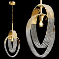 Luxury Modern Gold Chandelier with Circular Rings and Transparent Crystal Beads Design