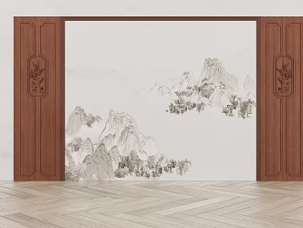 New Chinese background wall carved background wall 3d model