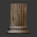 Classical Wooden Column With Intricate Carvings And White Base Against Dark Background Scenery