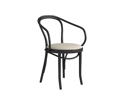 Modern Leisure Chair With Black Curved Frame Light Padded Seat And Armrest 3d model