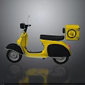 Yellow Scooter With Rear Delivery Box Black Seat And Compact Design