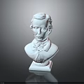 White Bust Sculpture Classical Portrait Design With Solid Base On Dark Reflective Surface 3d model