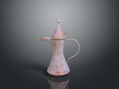 Ceramic Decorative Kettle With Intricate Patterns Long Spout And Curved Handle 3d model